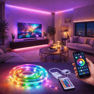 Smart LED Strip Lights – App & Music Sync Color-Changing