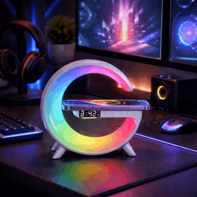 Wireless Bluetooth Speaker with Fast Wireless Charging & RGB Wake-Up Light