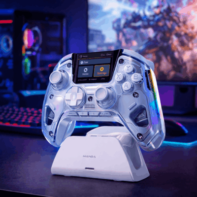 Wireless Gaming Controller with Screen, RGB & Charging Dock